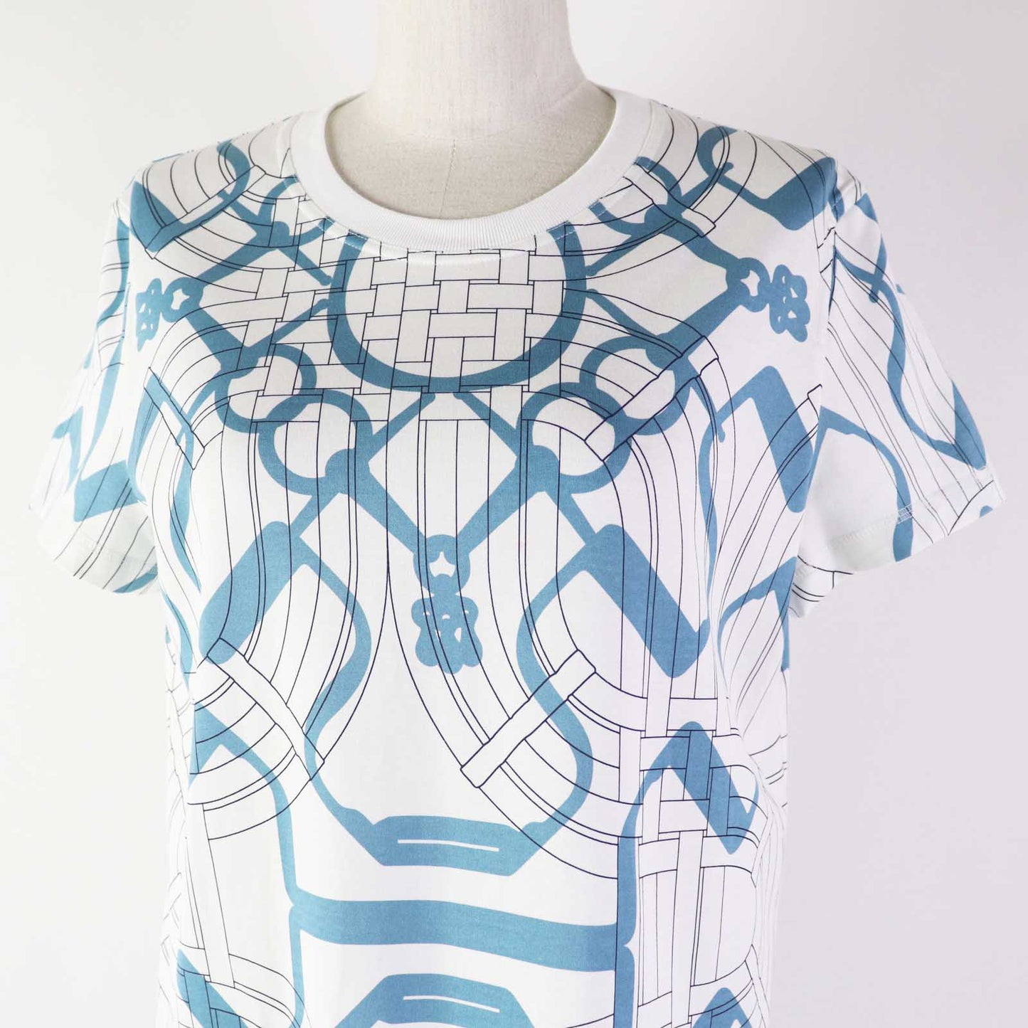 HERMES one piece 4H4525DD cotton White light blue Horse Bit Detouré/Tattoo 38