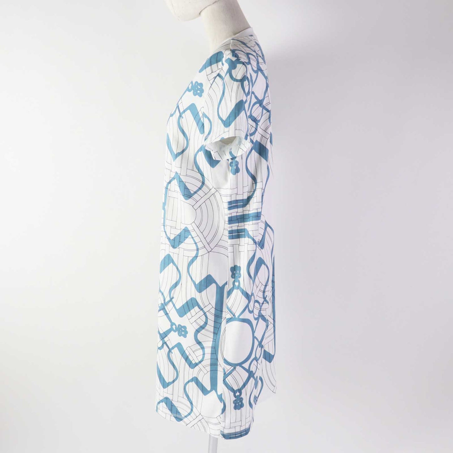 HERMES one piece 4H4525DD cotton White light blue Horse Bit Detouré/Tattoo 38