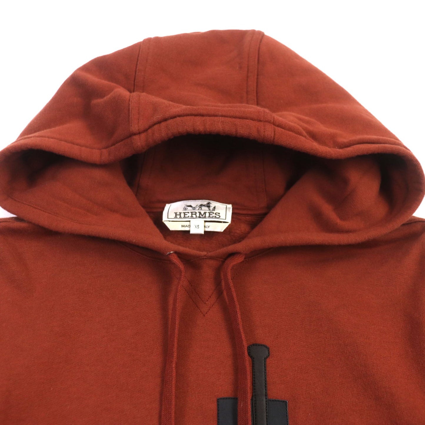 HERMES pullover cotton Red brown Sport capsule hooded sweater XS