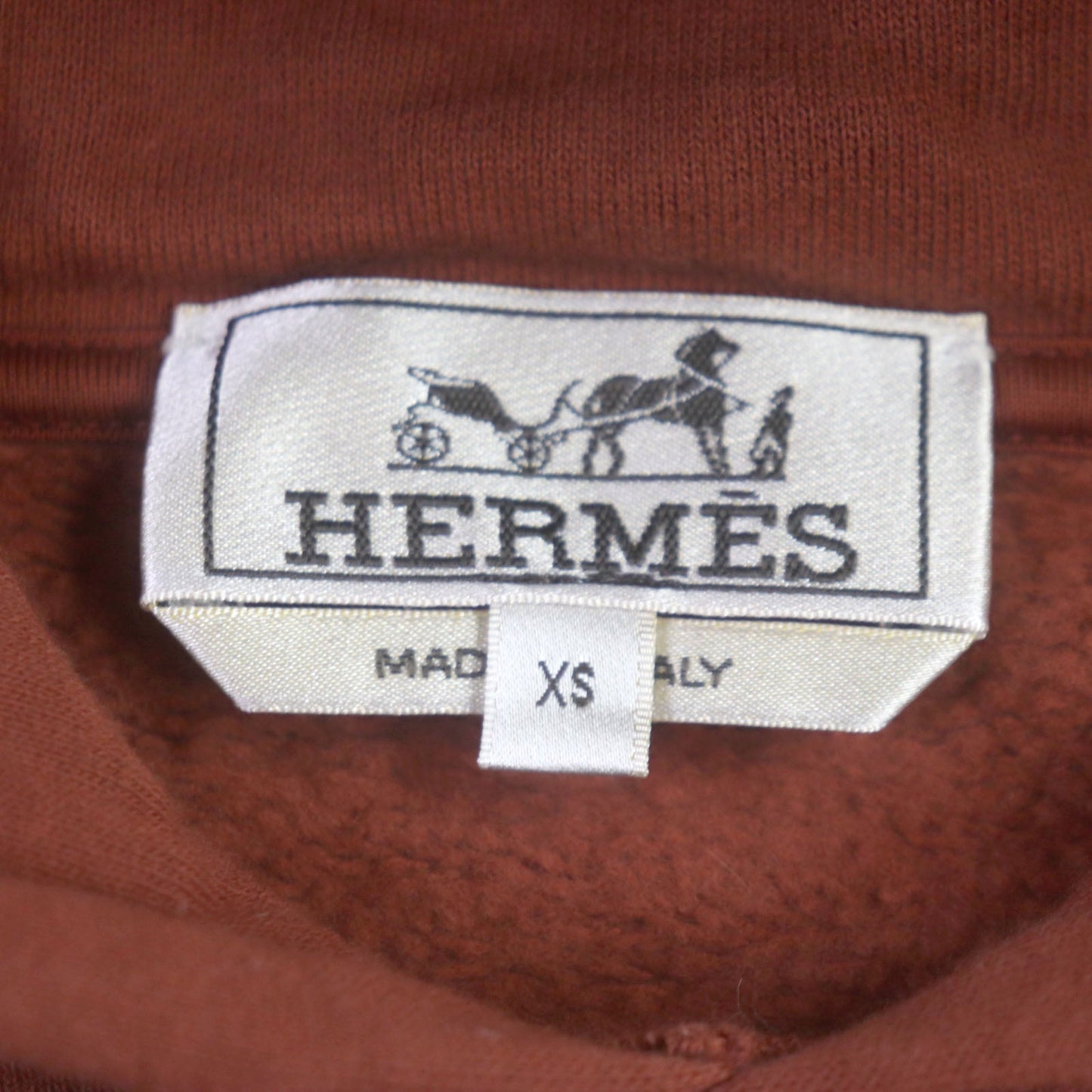 HERMES pullover cotton Red brown Sport capsule hooded sweater XS