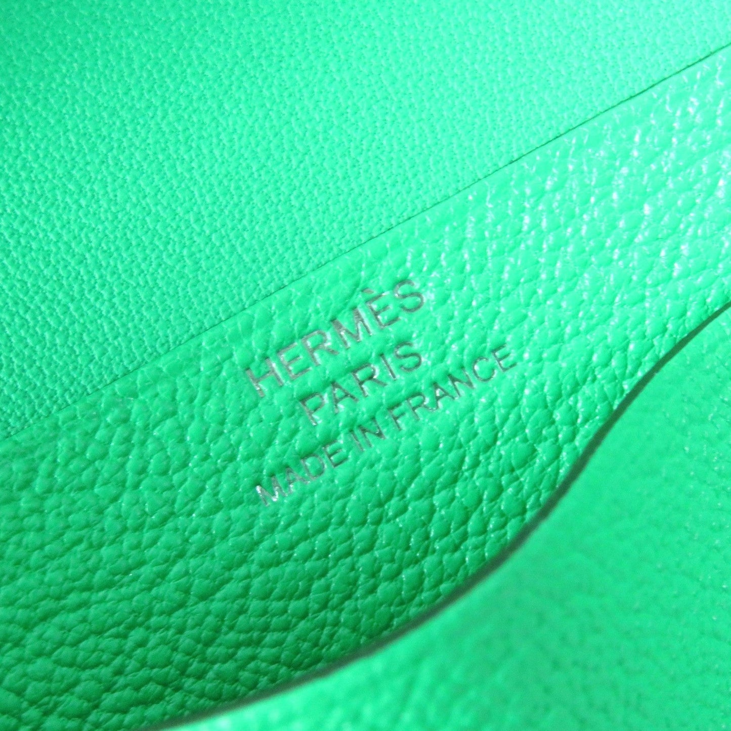 HERMES name card holder Chevre Misol Green , Vert Comics Bean mini