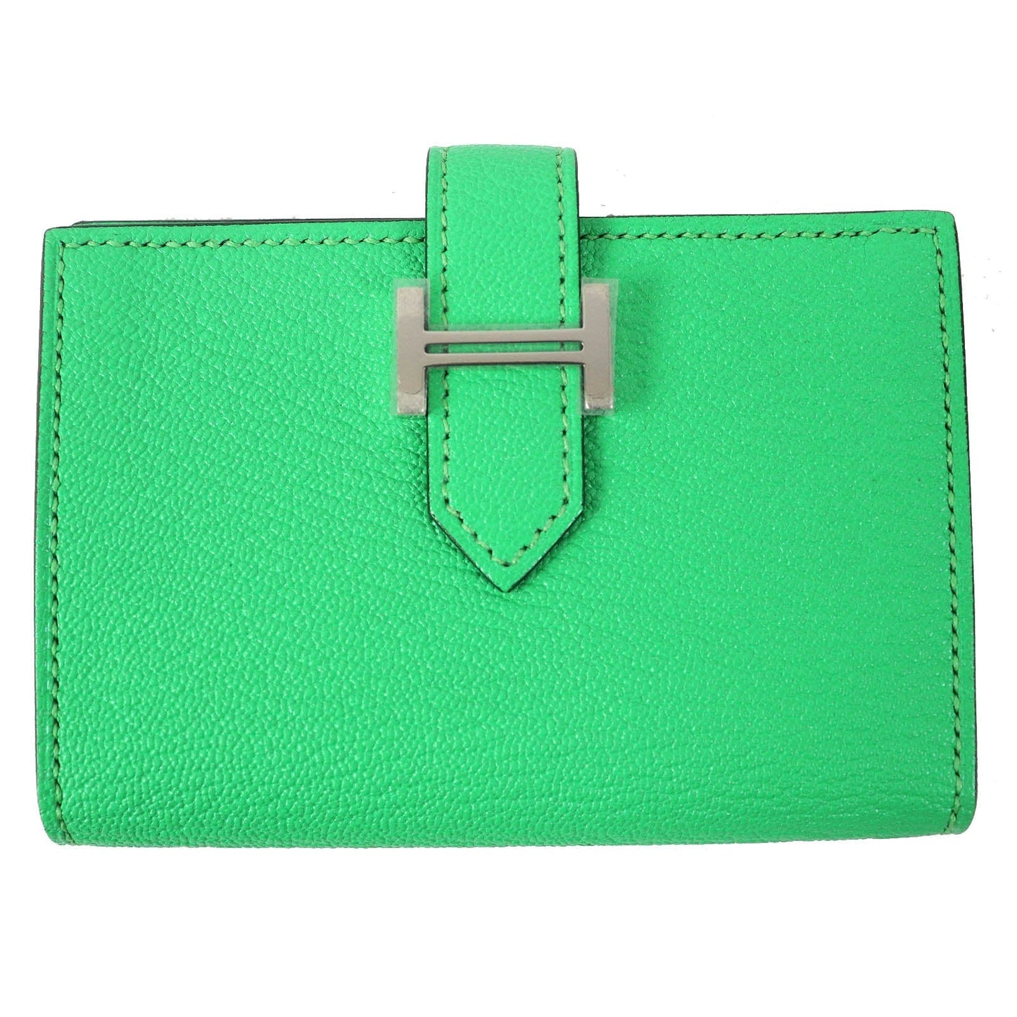 HERMES name card holder Chevre Misol Green , Vert Comics Bean mini