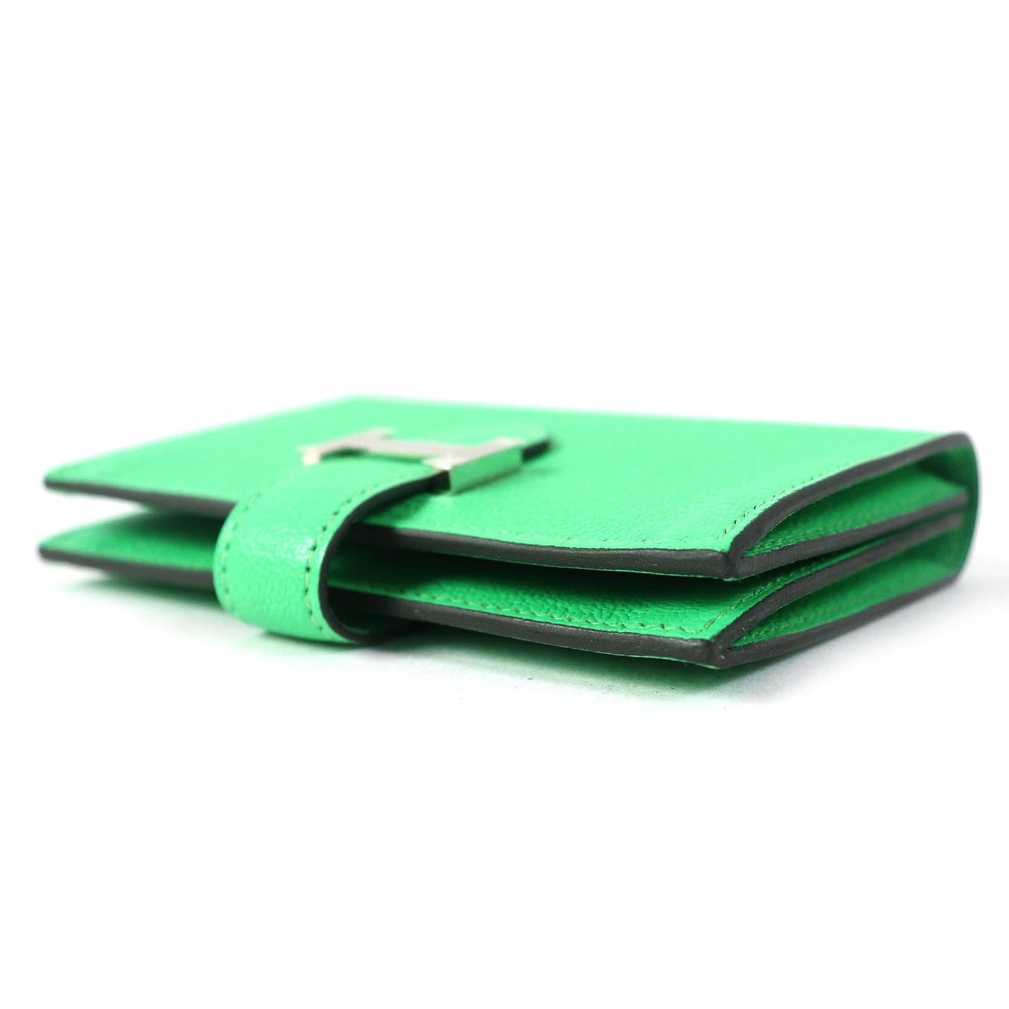 HERMES name card holder Chevre Misol Green , Vert Comics Bean mini