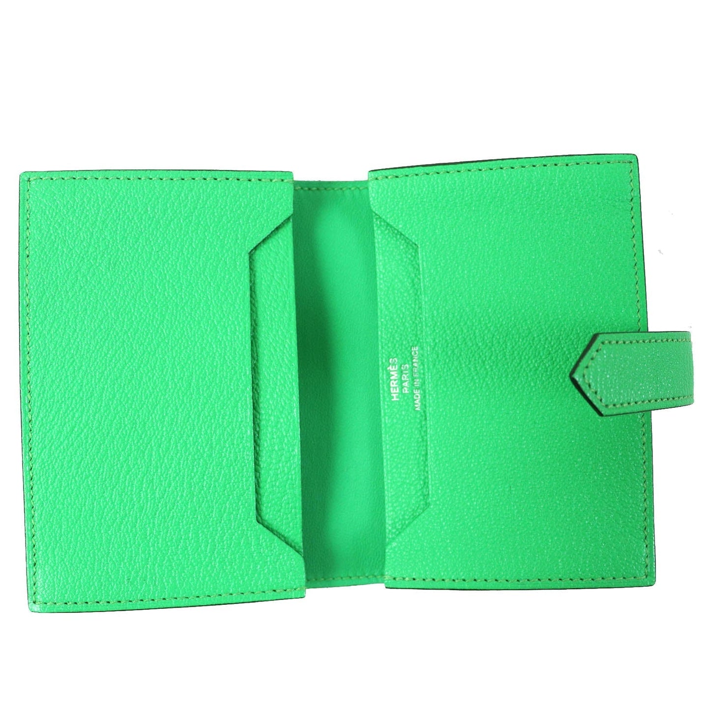HERMES name card holder Chevre Misol Green , Vert Comics Bean mini