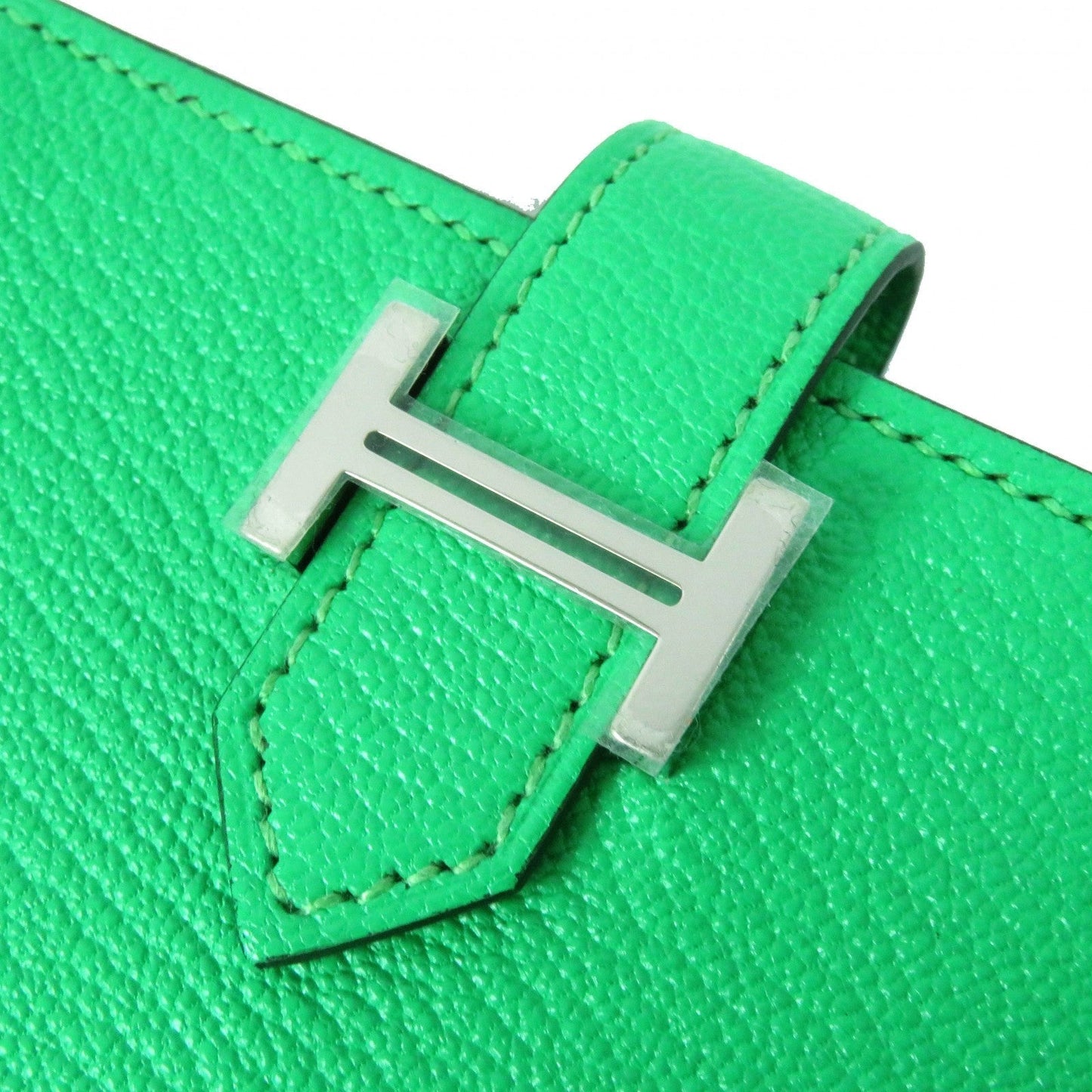 HERMES name card holder Chevre Misol Green , Vert Comics Bean mini