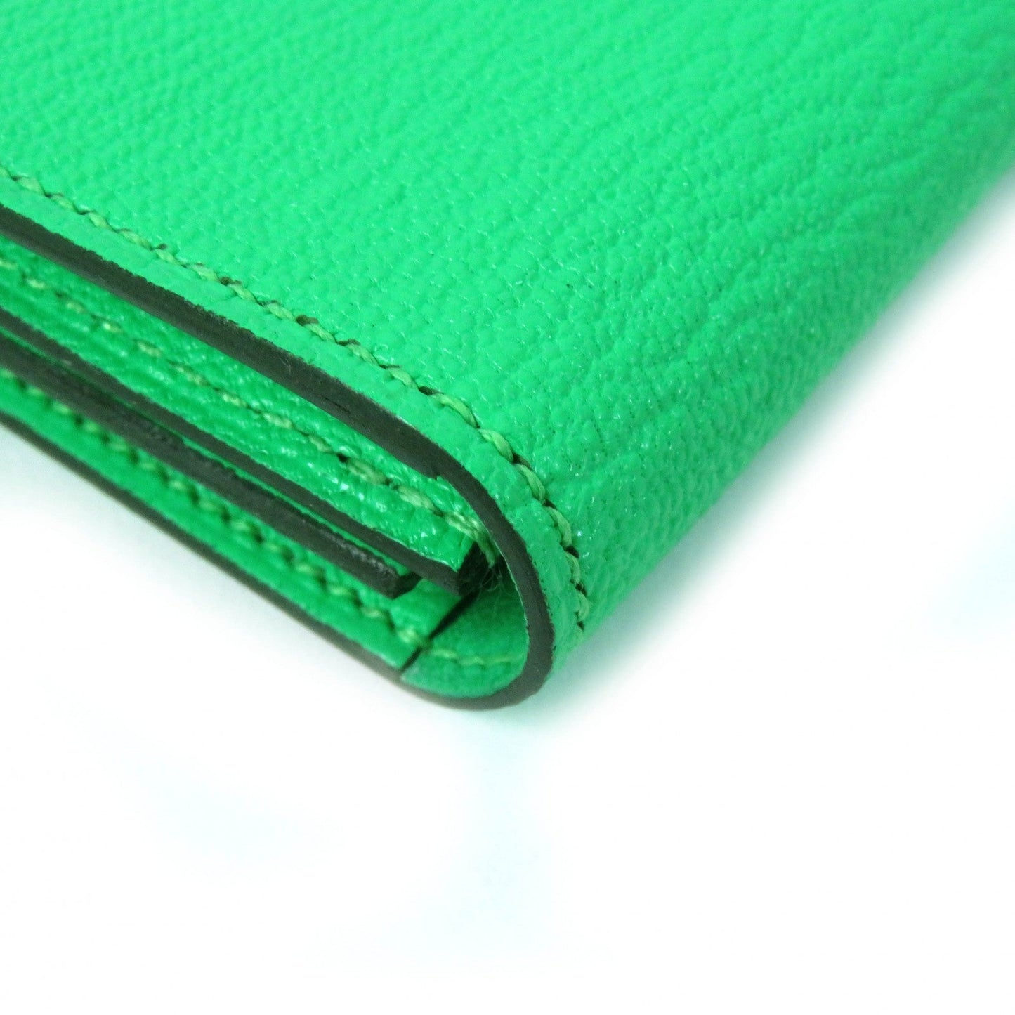 HERMES name card holder Chevre Misol Green , Vert Comics Bean mini