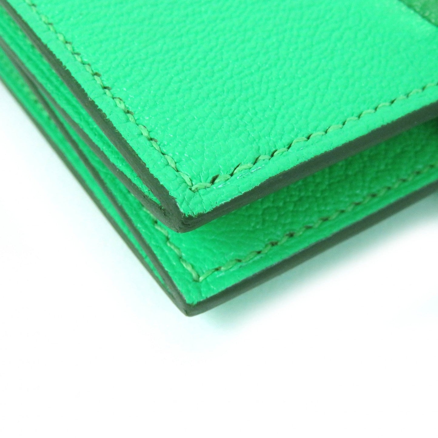HERMES name card holder Chevre Misol Green , Vert Comics Bean mini