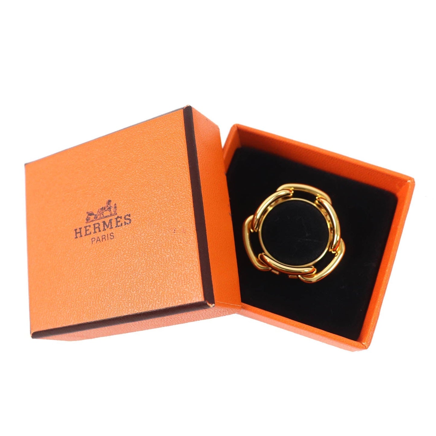 HERMES Scarf ring Gold Plated gold Lucade Chene Dunkle Gold Plated