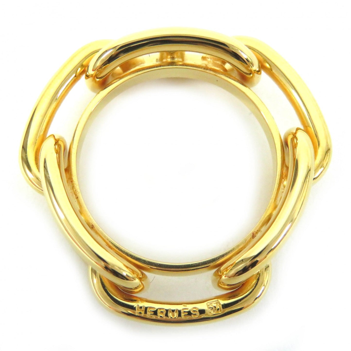 HERMES Scarf ring Gold Plated gold Lucade Chene Dunkle Gold Plated