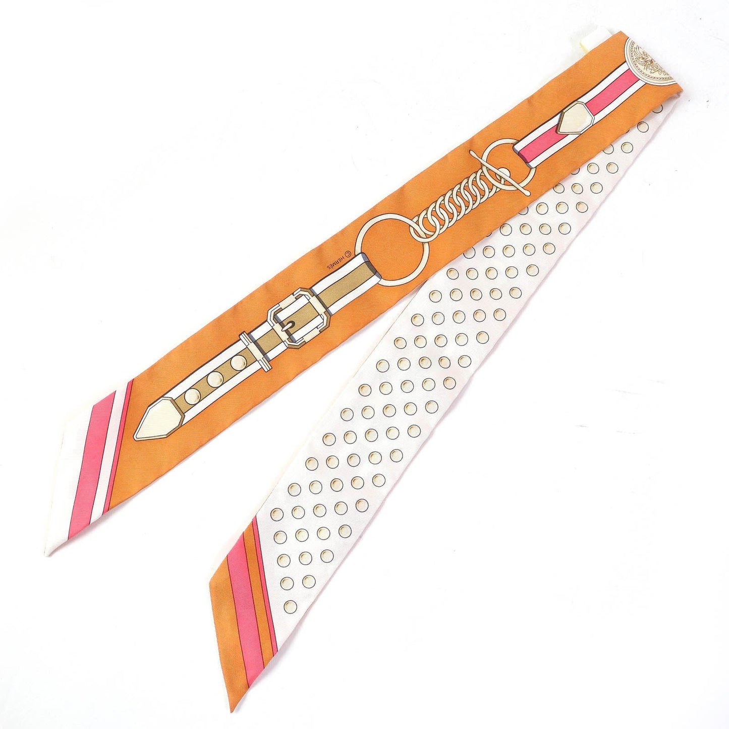 HERMES Stall 063778S 21 silk Orange Twilly Grand Tralala Grand Tralala