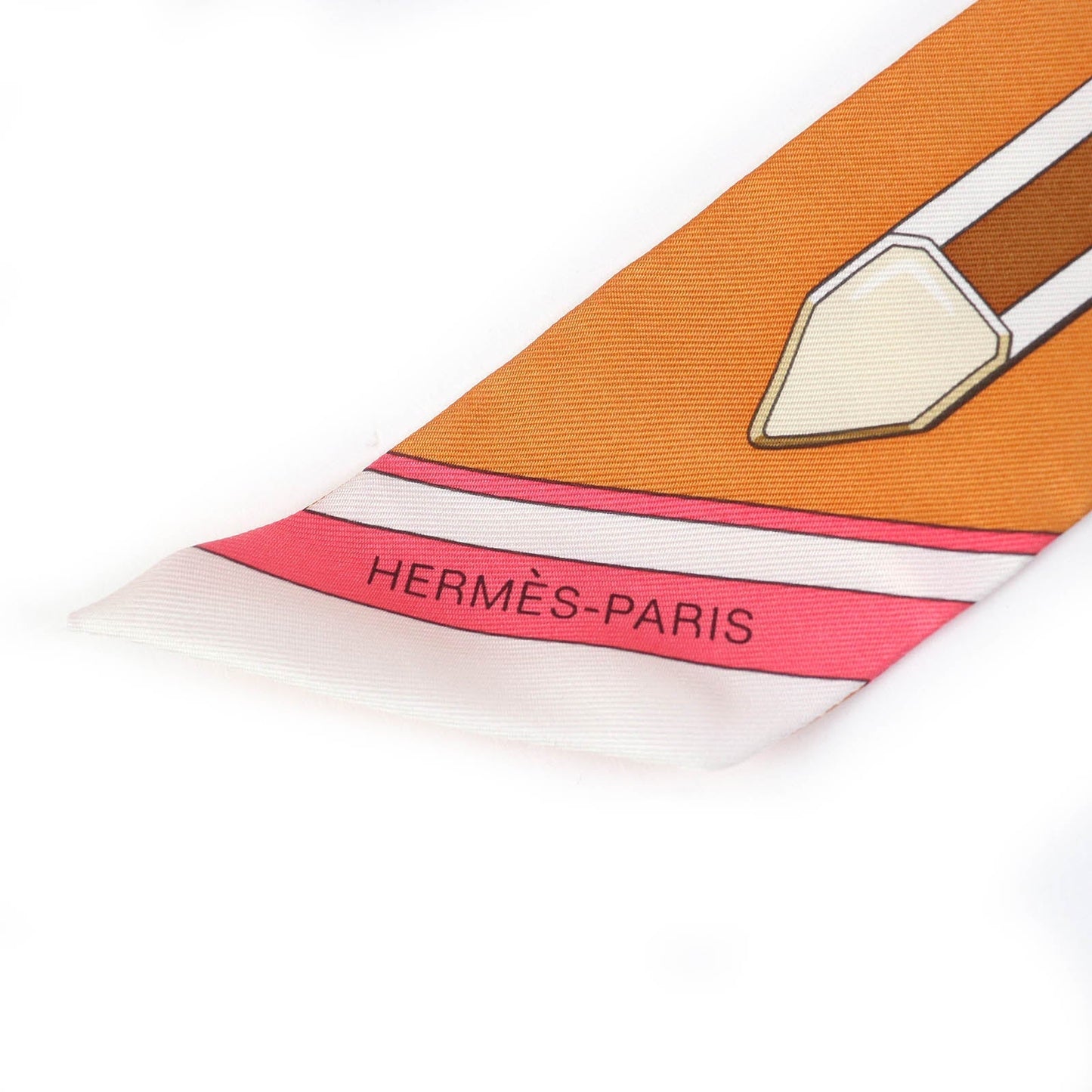 HERMES Stall 063778S 21 silk Orange Twilly Grand Tralala Grand Tralala