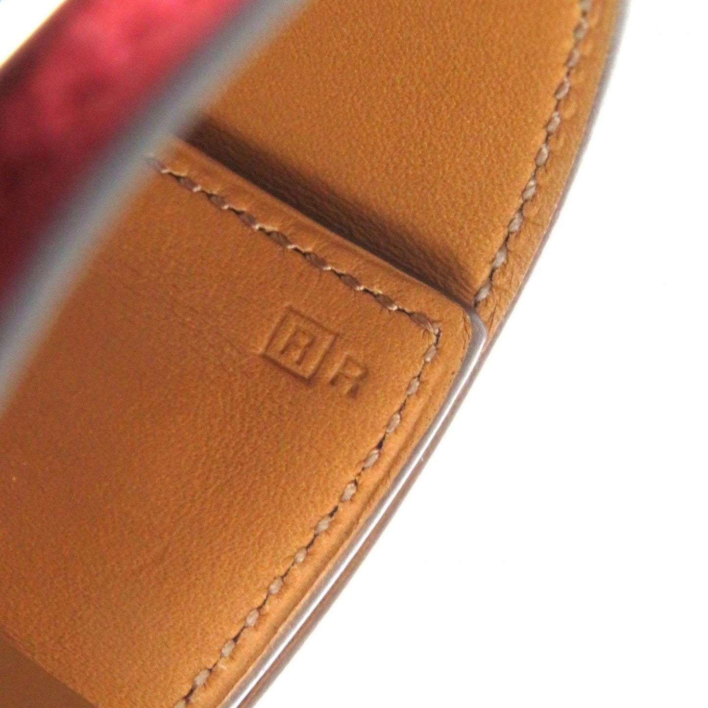 HERMES bracelet leather Red Collier de Sian Gold Plated