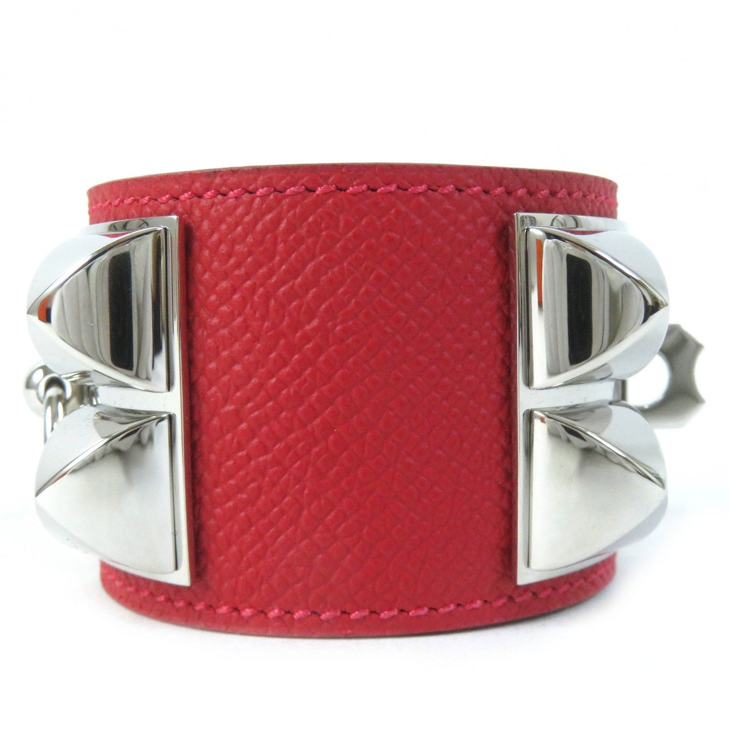 HERMES bracelet leather Red Collier de Sian Gold Plated