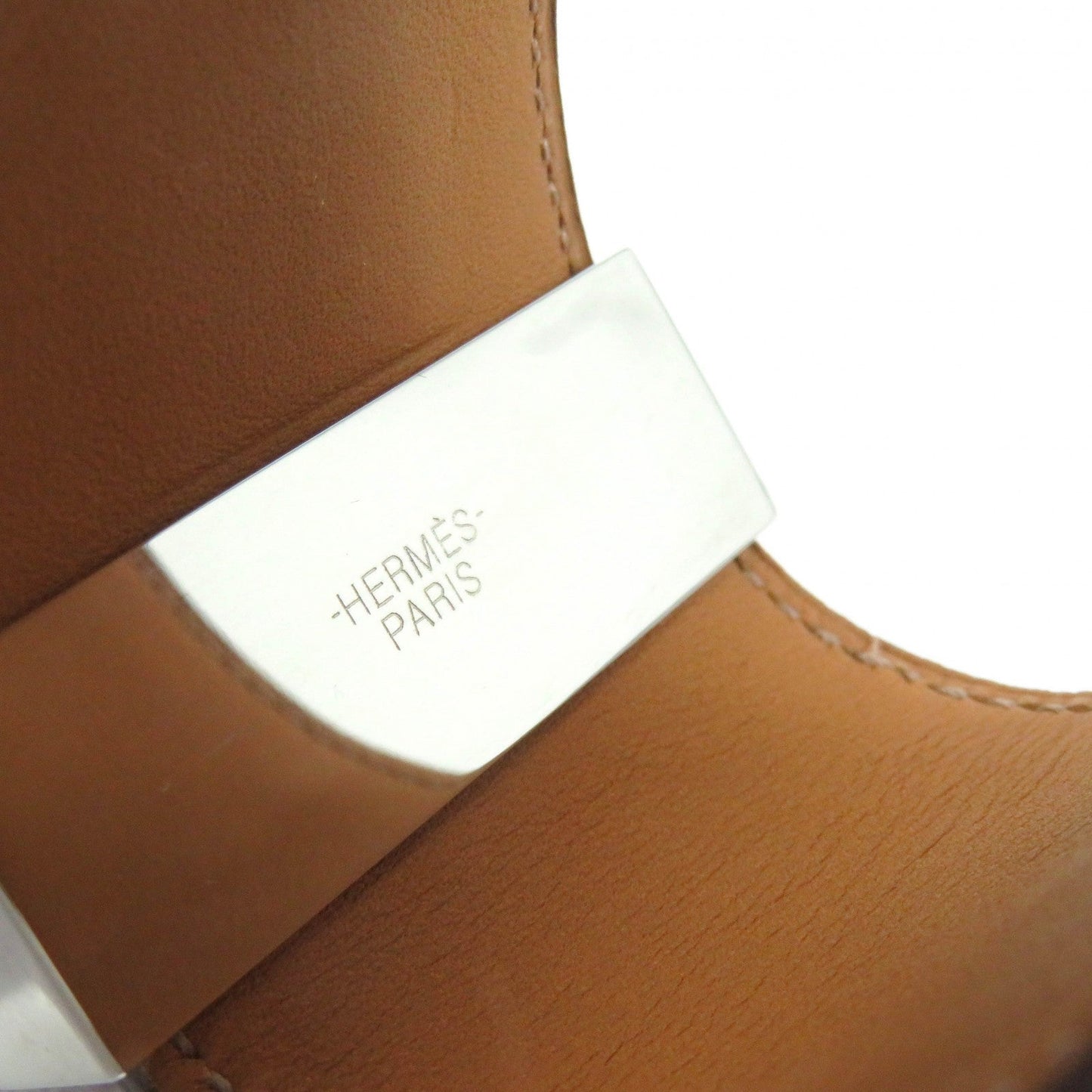 HERMES bracelet leather Red Collier de Sian Gold Plated