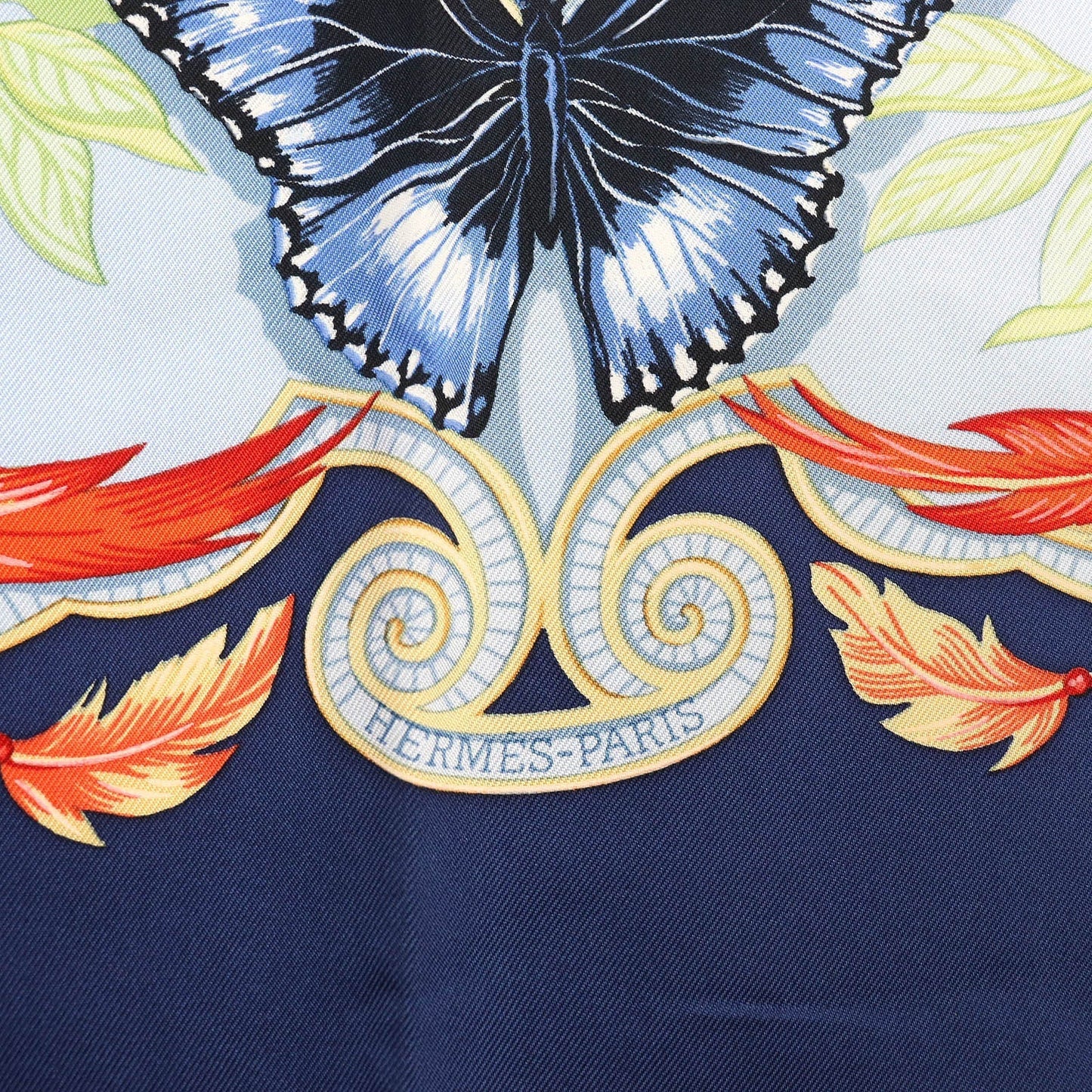 HERMES shawl silk Navy multi-color Carre90 AMAZONIA Amazonia