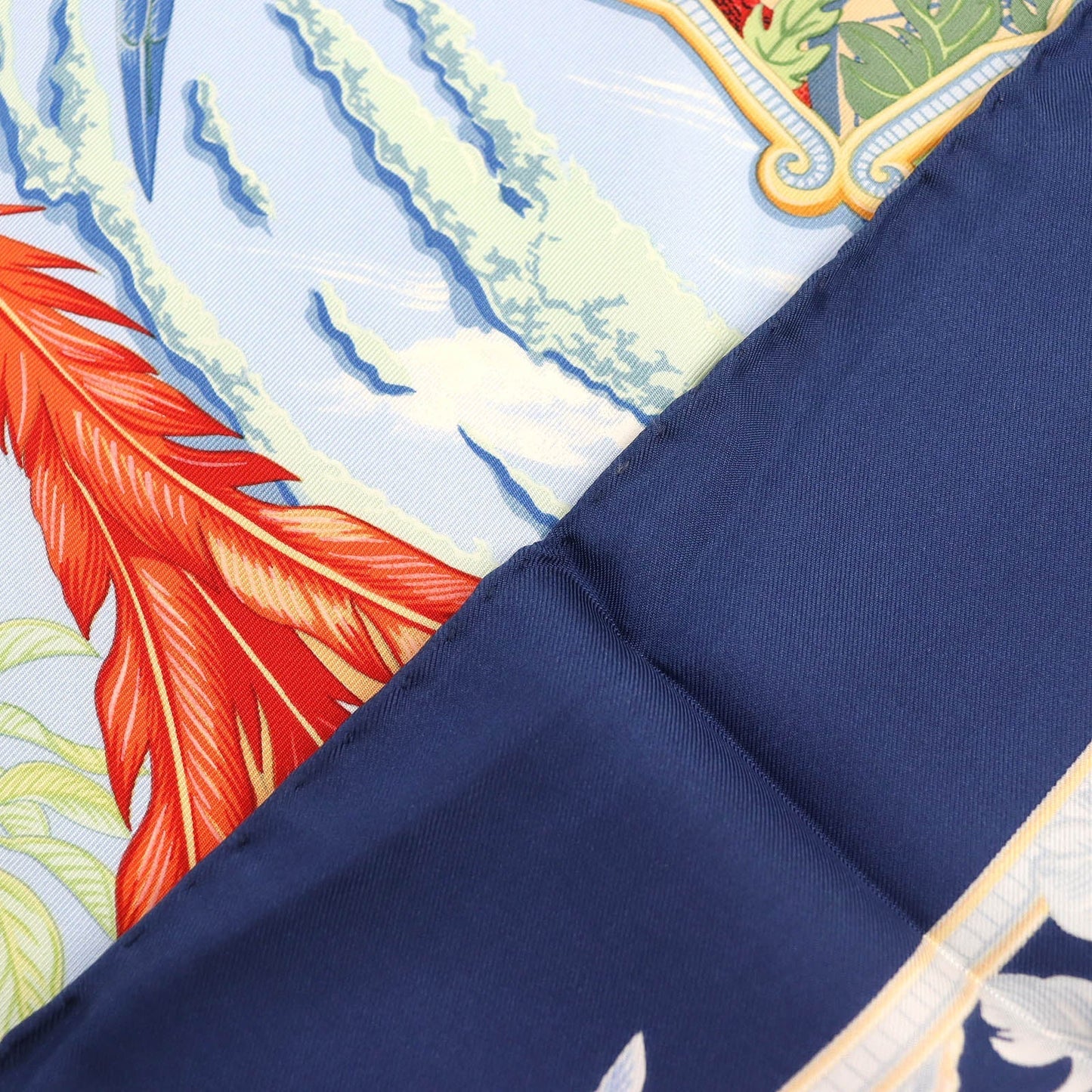 HERMES shawl silk Navy multi-color Carre90 AMAZONIA Amazonia