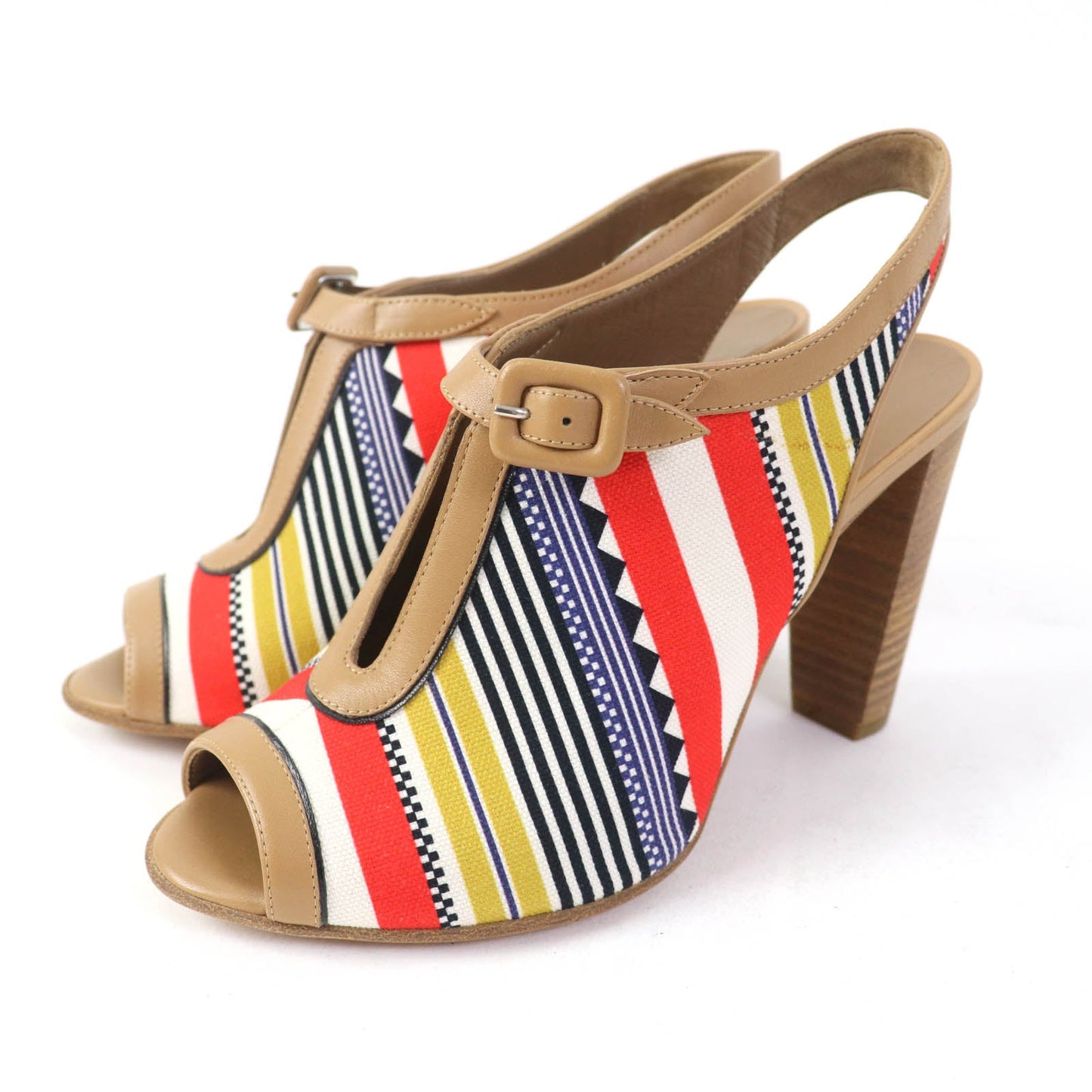 HERMES Sandals Canvas, Leather multicolor SEMELLE CUIR 35 1/2