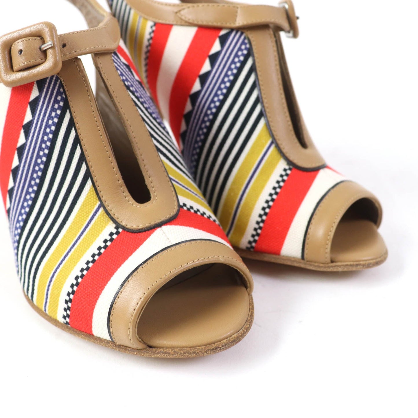 HERMES Sandals Canvas, Leather multicolor SEMELLE CUIR 35 1/2