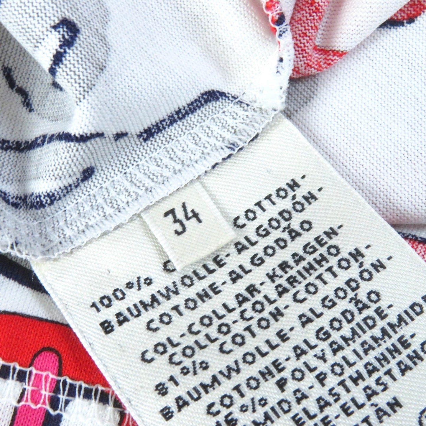 HERMES one piece cotton White Red Gray Navy BOUCLERIE MODERNE JERSEY Modern buckle 34