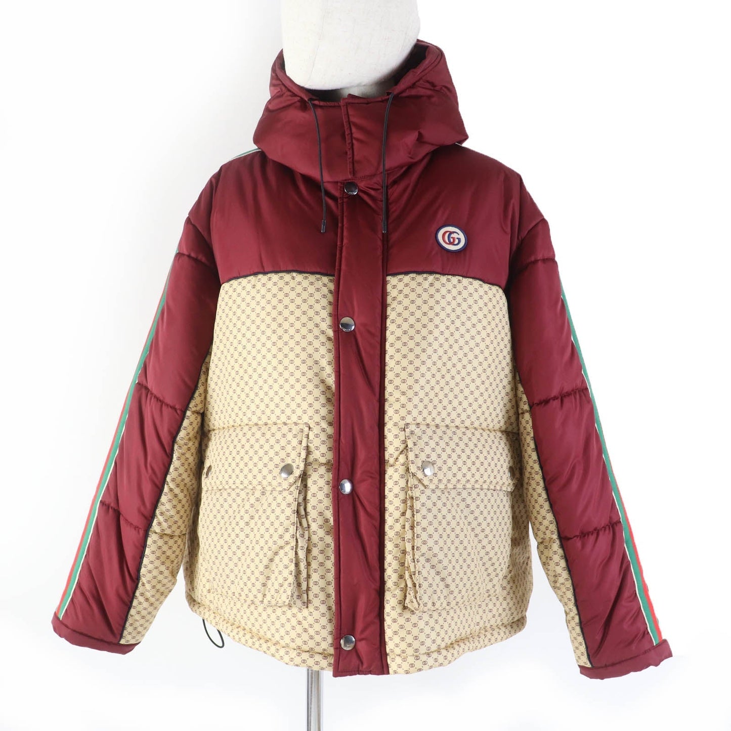 GUCCI 663279 Main: 100% nylon, Filling: 100% polyester, Part: 100% polyester, Lining: 100% nylon Bordeaux Beige Women 42 Used