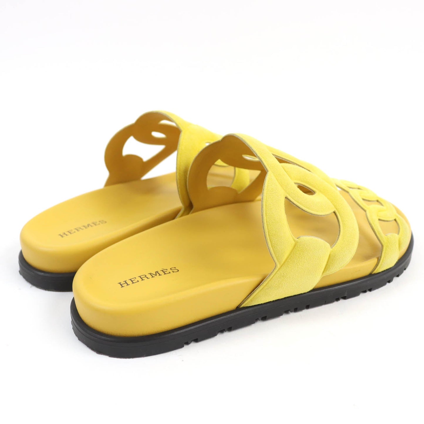 HERMES Sandals Suede leather yellow extra 38