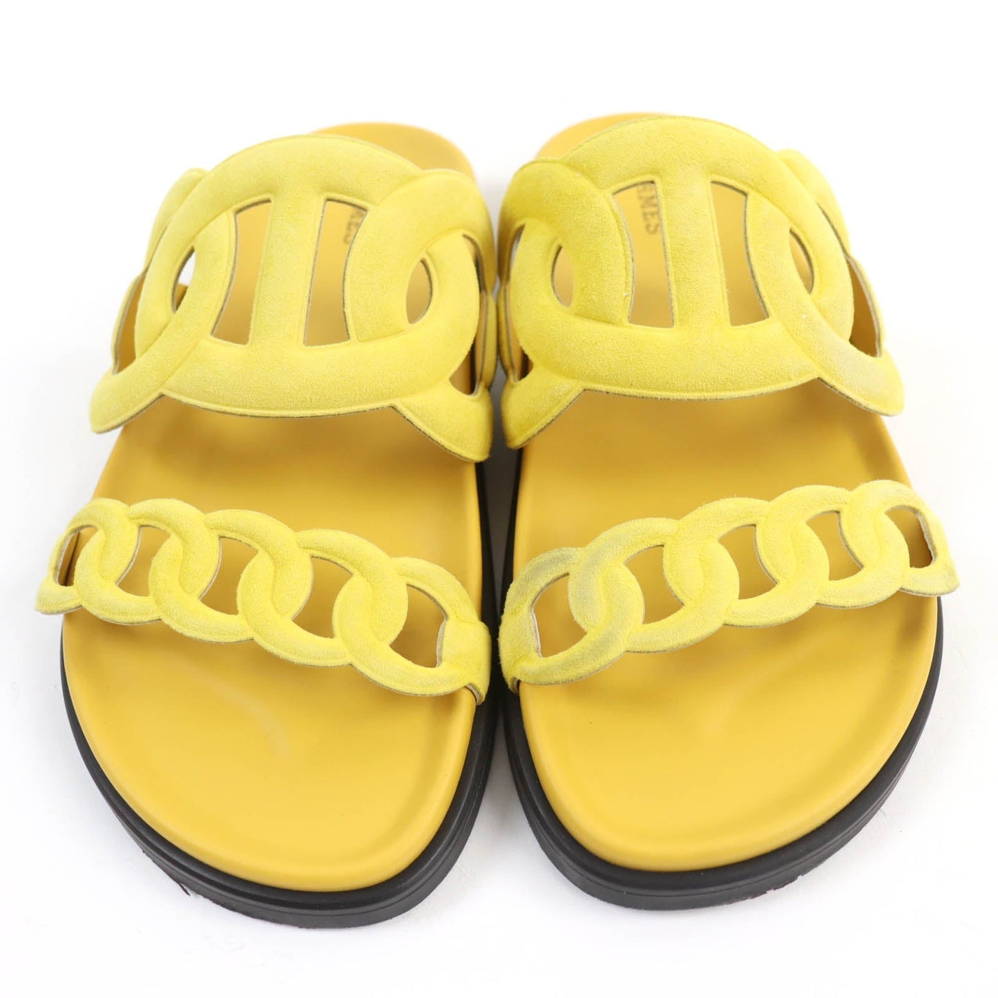 HERMES Sandals Suede leather yellow extra 38