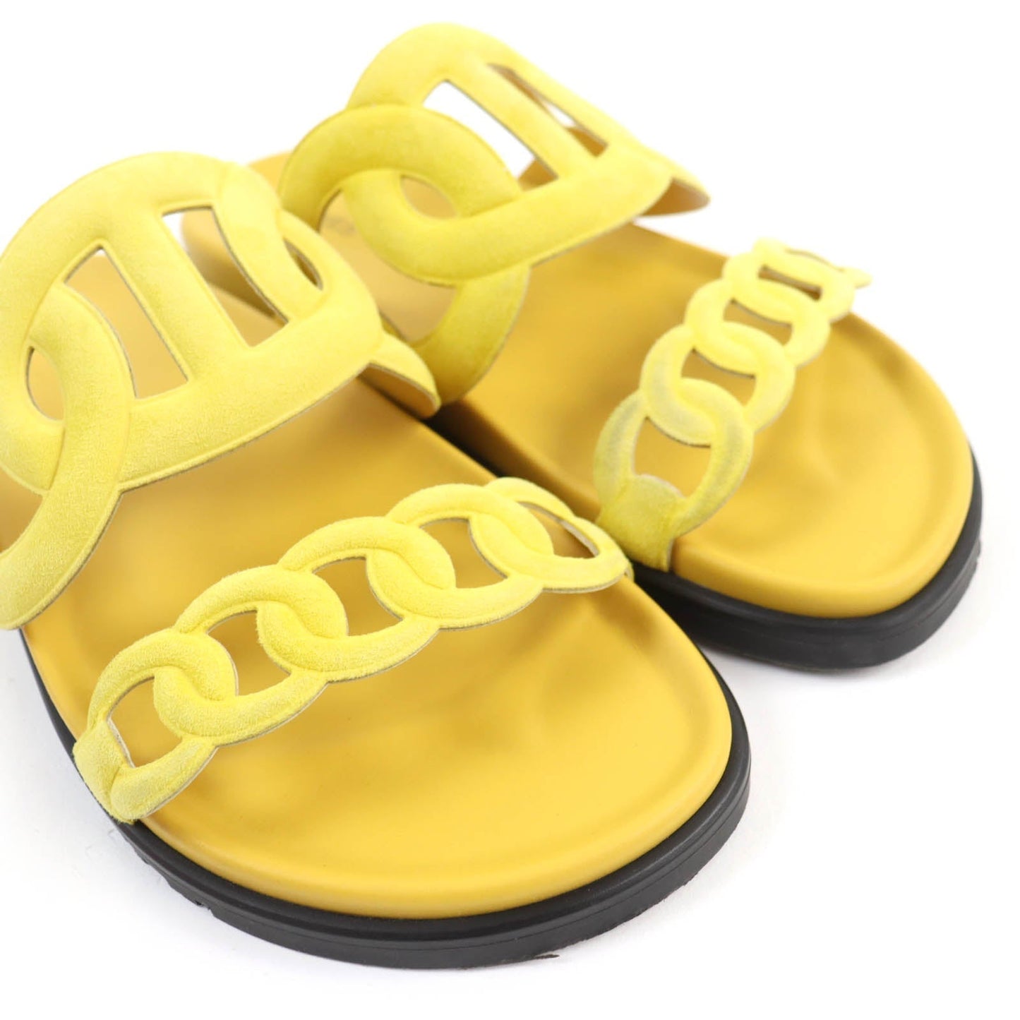 HERMES Sandals Suede leather yellow extra 38