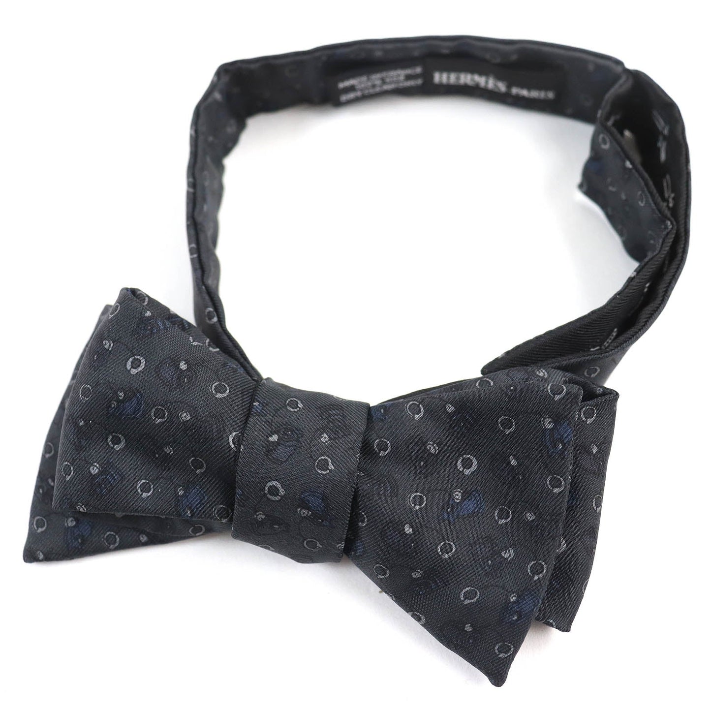HERMES tie silk black NOEUD PAPILLON TWII