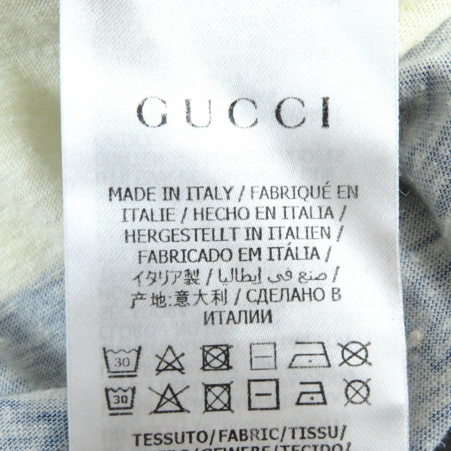 GUCCI Short sleeve T-shirt 604176 Main: 63% cotton, 37% hemp Blue Light Beige mens L Used