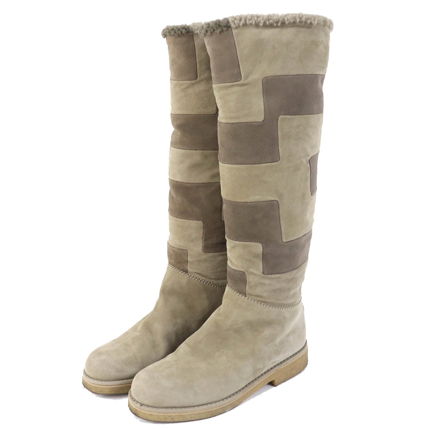 HERMES Knee-high boots Mouton beige 36.5