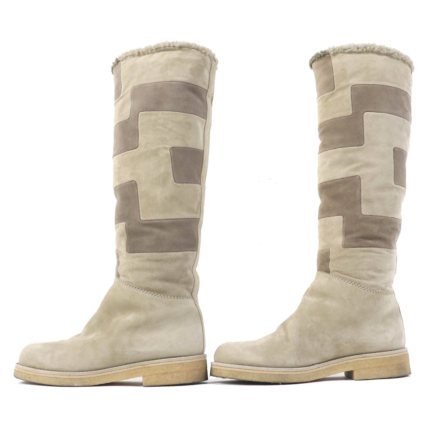 HERMES Knee-high boots Mouton beige 36.5
