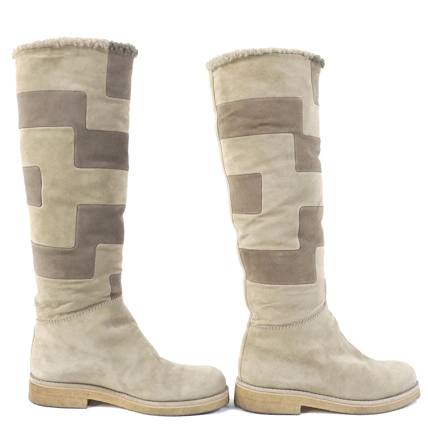 HERMES Knee-high boots Mouton beige 36.5