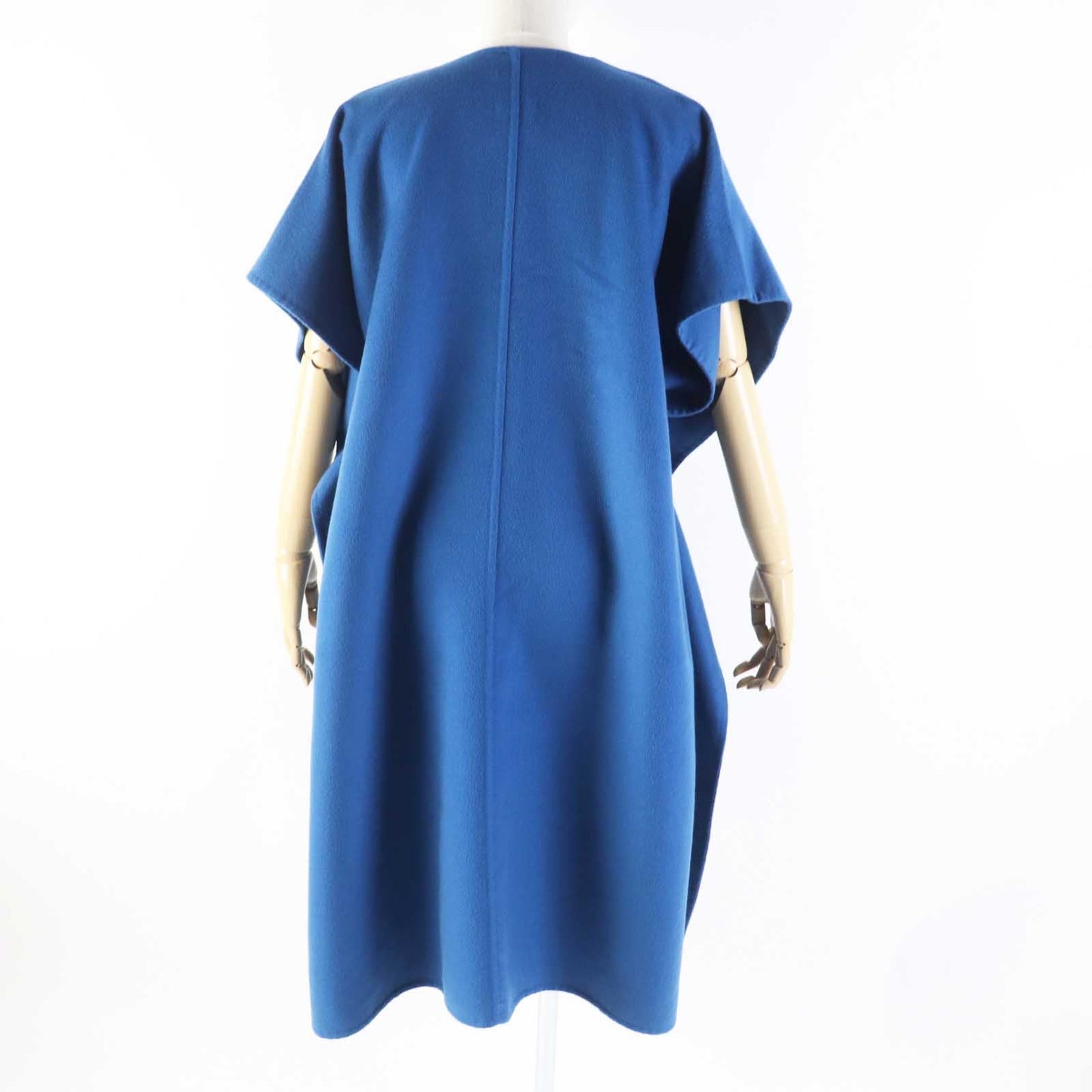 HERMES coat 2E0136DG Main: 100% cashmere, Leather: Sheepskin blue Women 38 Used