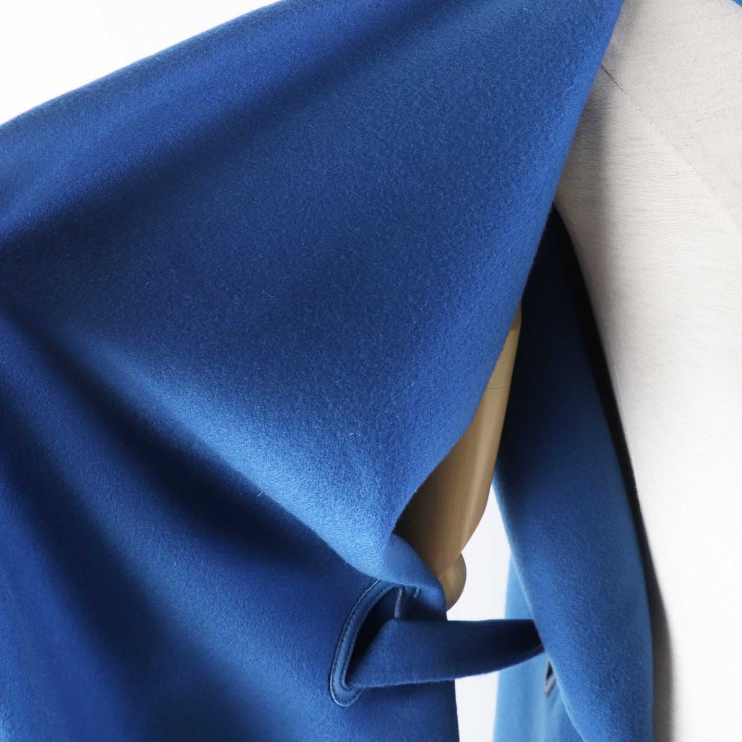 HERMES coat 2E0136DG Main: 100% cashmere, Leather: Sheepskin blue Women 38 Used