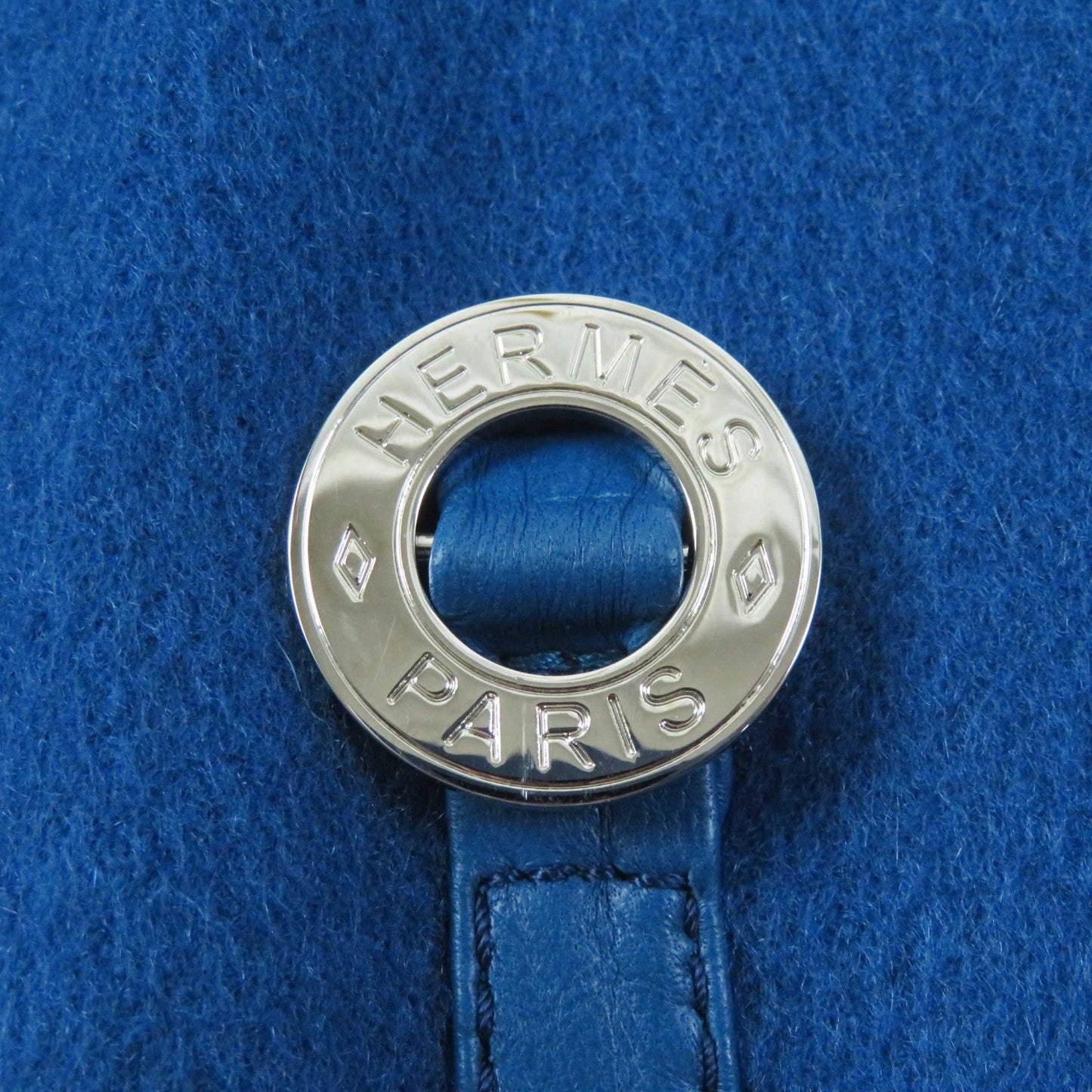 HERMES coat 2E0136DG Main: 100% cashmere, Leather: Sheepskin blue Women 38 Used