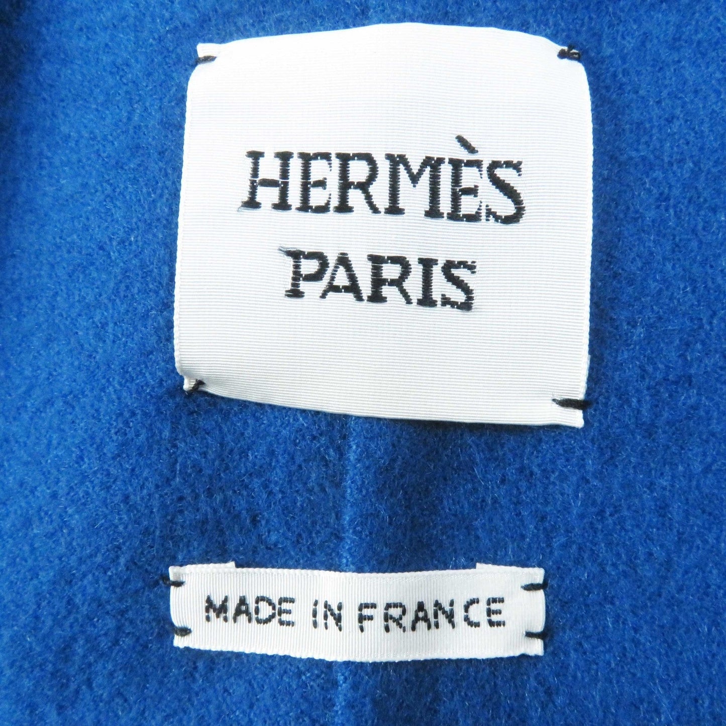 HERMES coat 2E0136DG Main: 100% cashmere, Leather: Sheepskin blue Women 38 Used