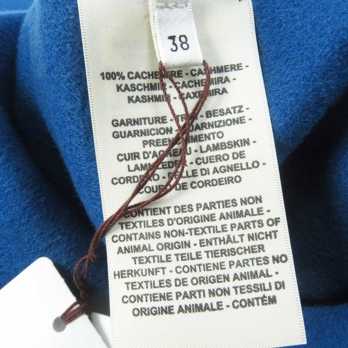 HERMES coat 2E0136DG Main: 100% cashmere, Leather: Sheepskin blue Women 38 Used