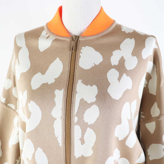 HERMES 2H2816DR Main: 100% silk, knit: 51% silk, 37% polyester, 7% nylon, 5% polyurethane, rib: 69% polyester, 18% nylon, 13% polyurethane, string: 58% silk, 42% polyester Beige Neon Orange JUNGLE LOVE Women 34 Used