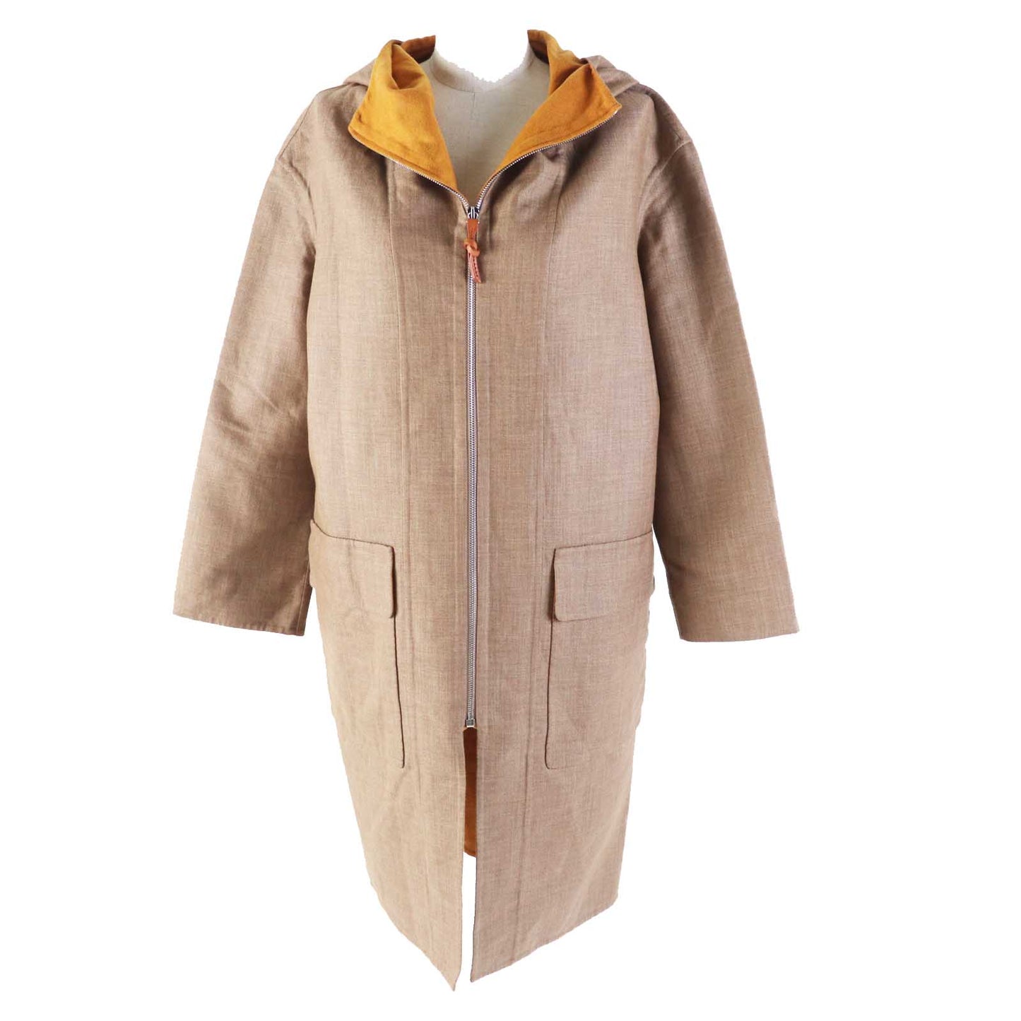 HERMES coat 3E0105DC cashmere Brown Mustard 32