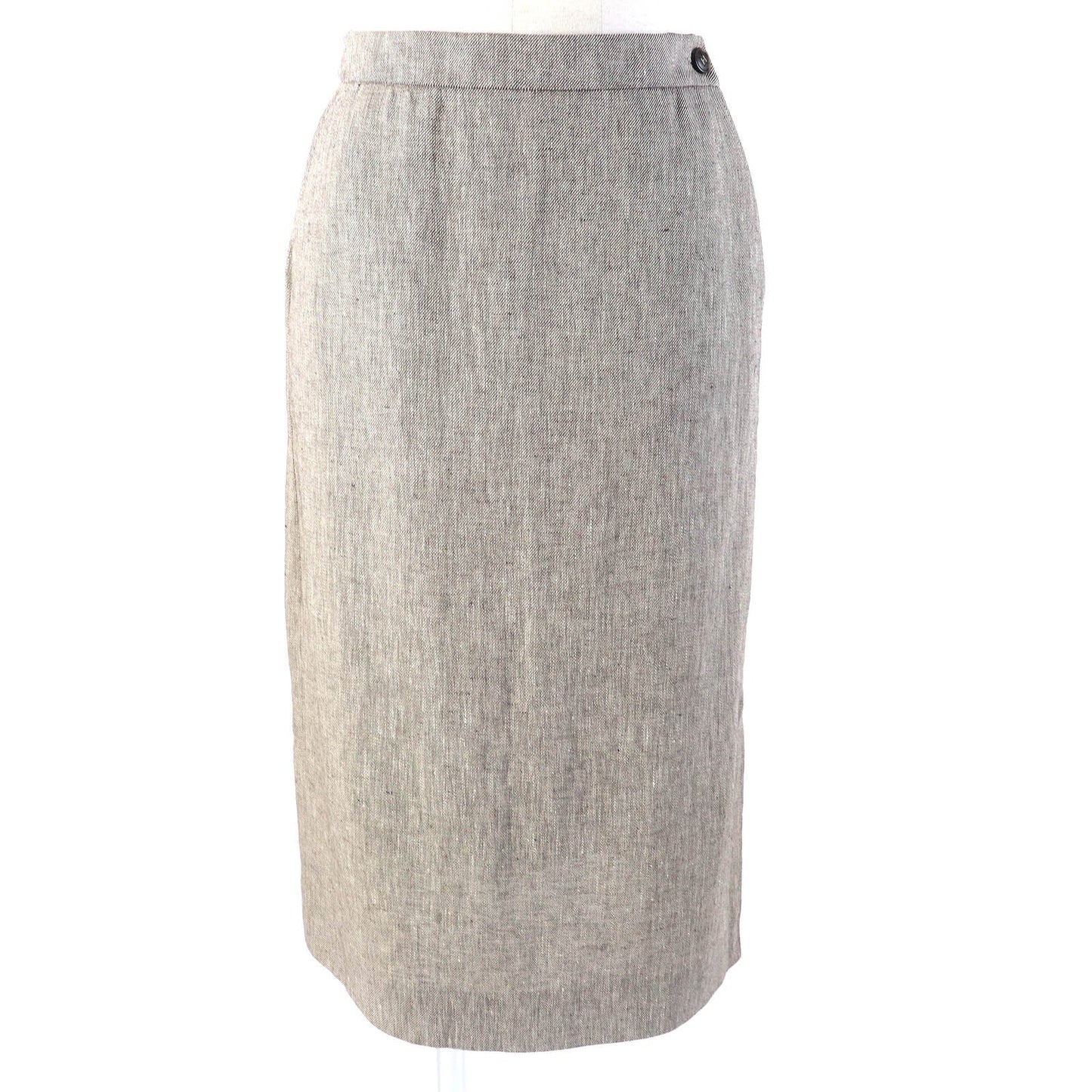 HERMES Tight Skirt linen Brown type 36