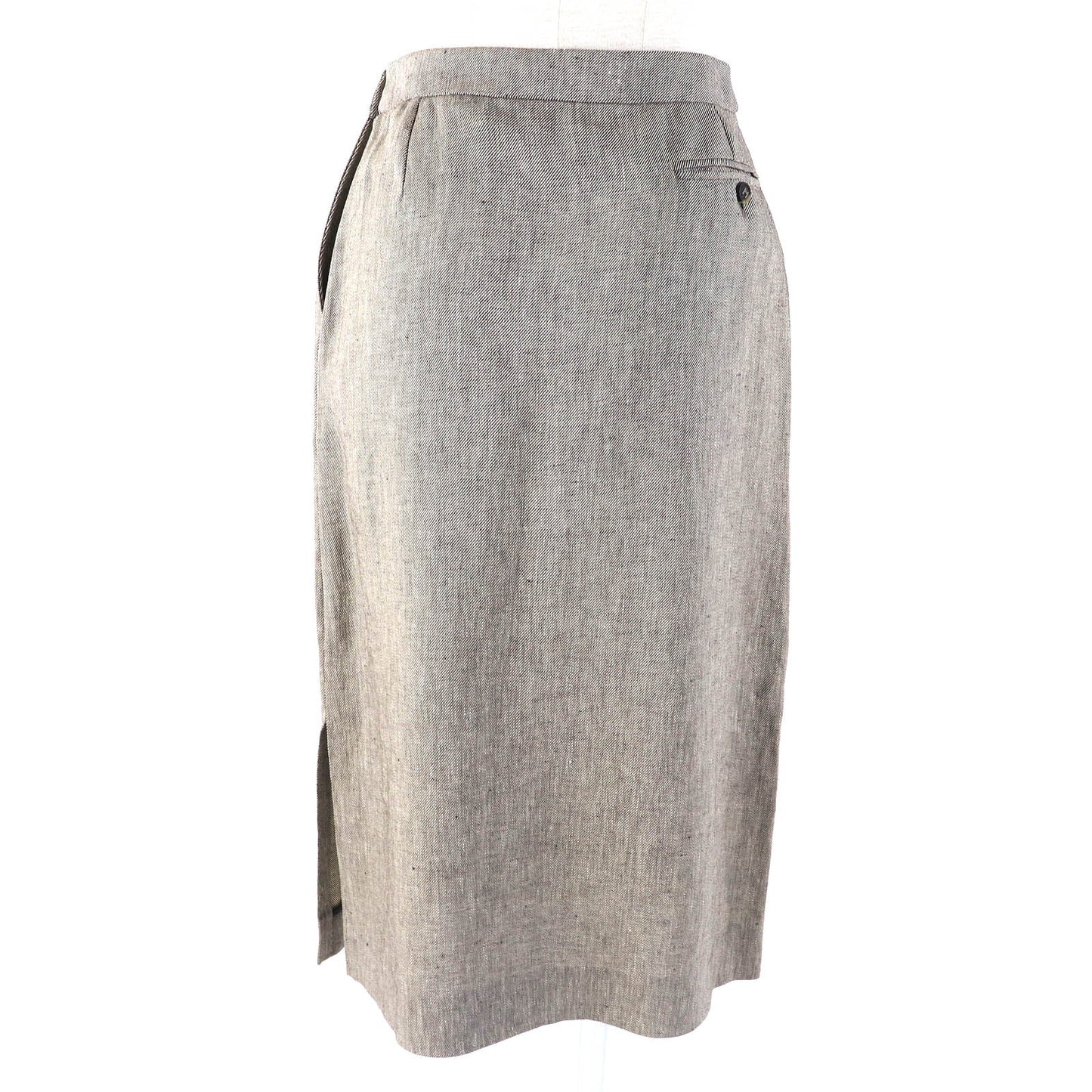 HERMES Tight Skirt linen Brown type 36