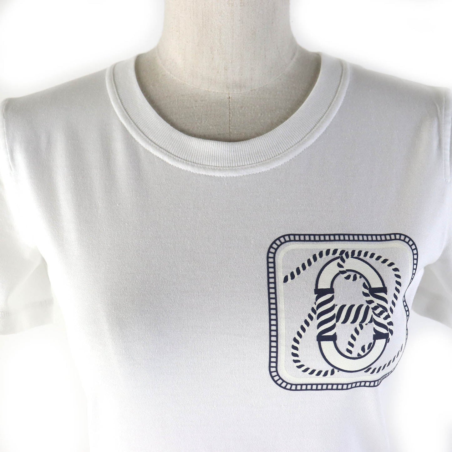 HERMES Short sleeve T-shirt cotton White navy 34