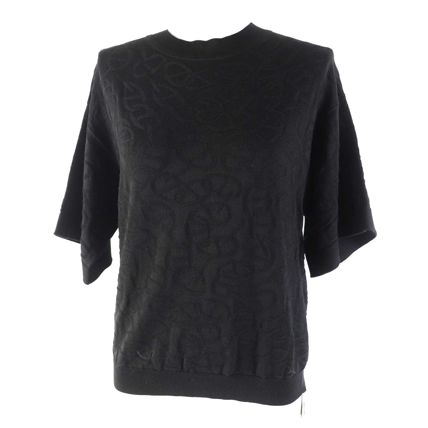 HERMES Short sleeve knit 4E2649DC silk black Naoussa Chene 34