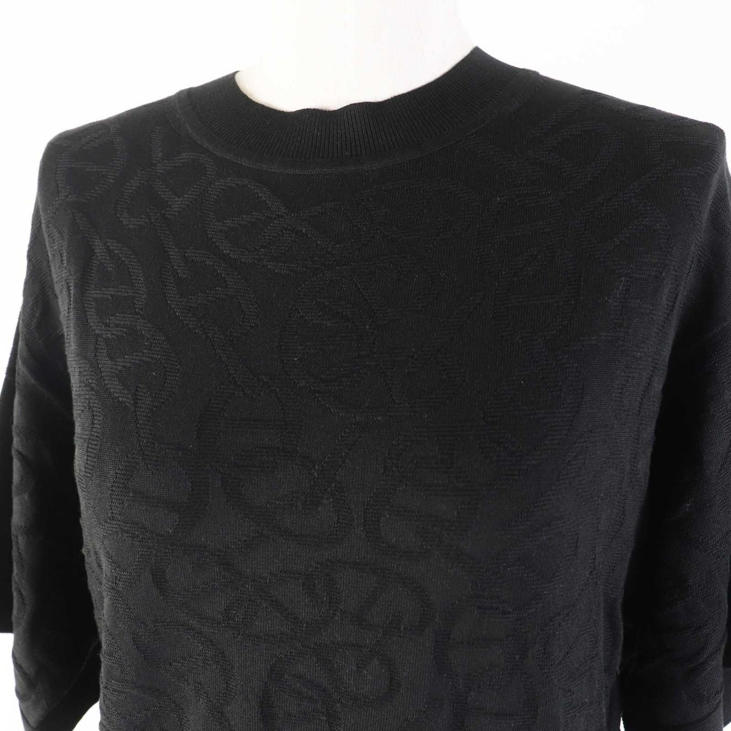 HERMES Short sleeve knit 4E2649DC silk black Naoussa Chene 34