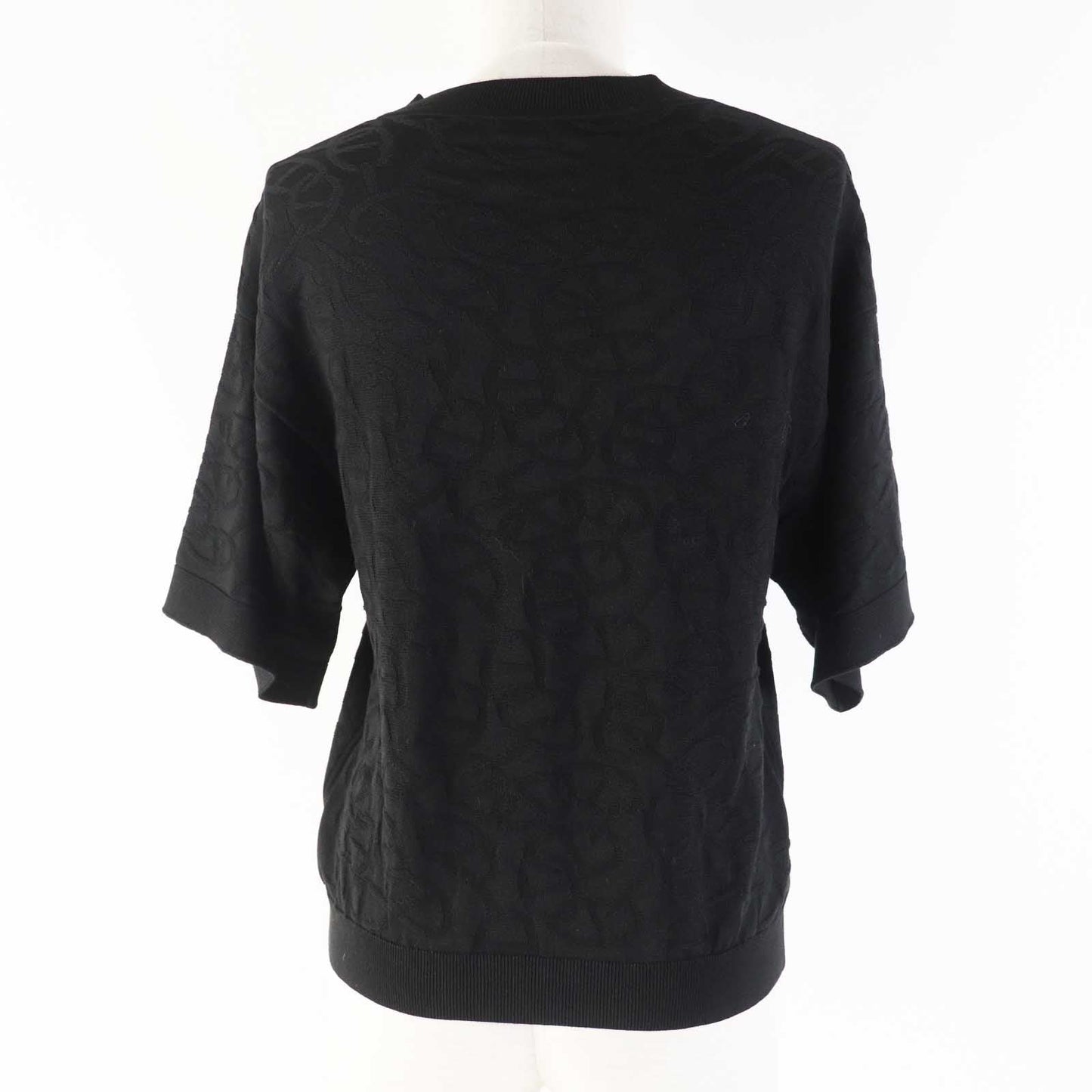HERMES Short sleeve knit 4E2649DC silk black Naoussa Chene 34