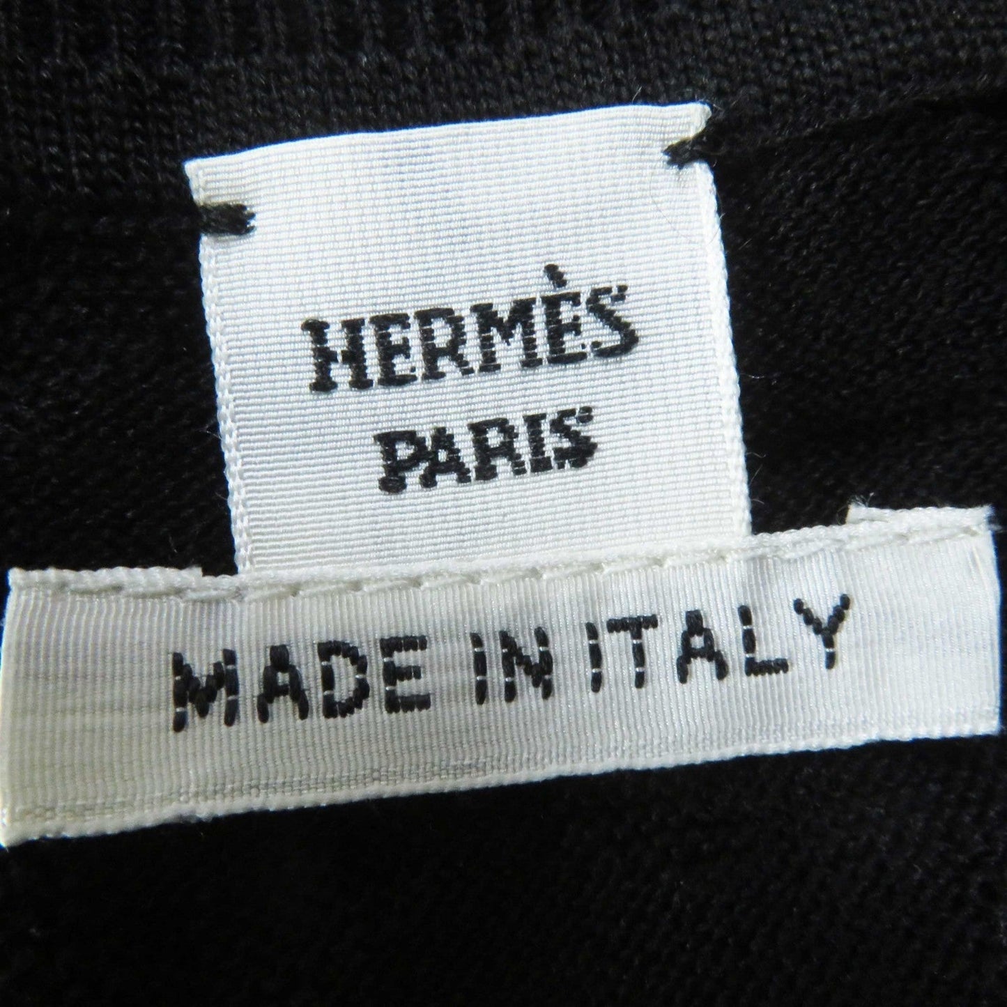 HERMES Short sleeve knit 4E2649DC silk black Naoussa Chene 34