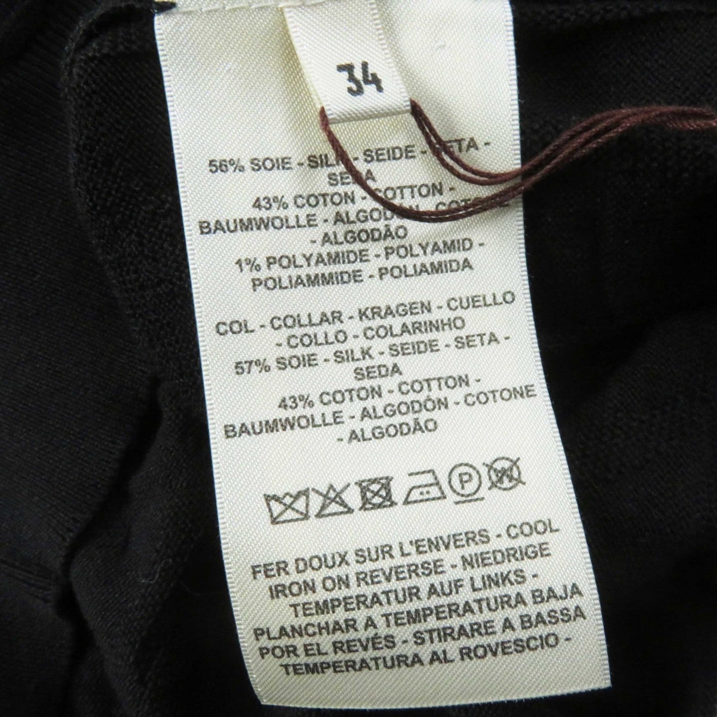 HERMES Short sleeve knit 4E2649DC silk black Naoussa Chene 34