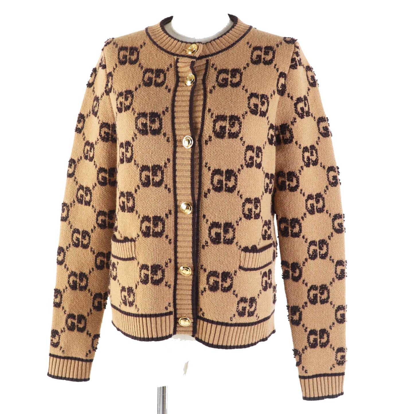 GUCCI cardigan 713300 wool Brown type GG wool bouclé jacquard cardigan S
