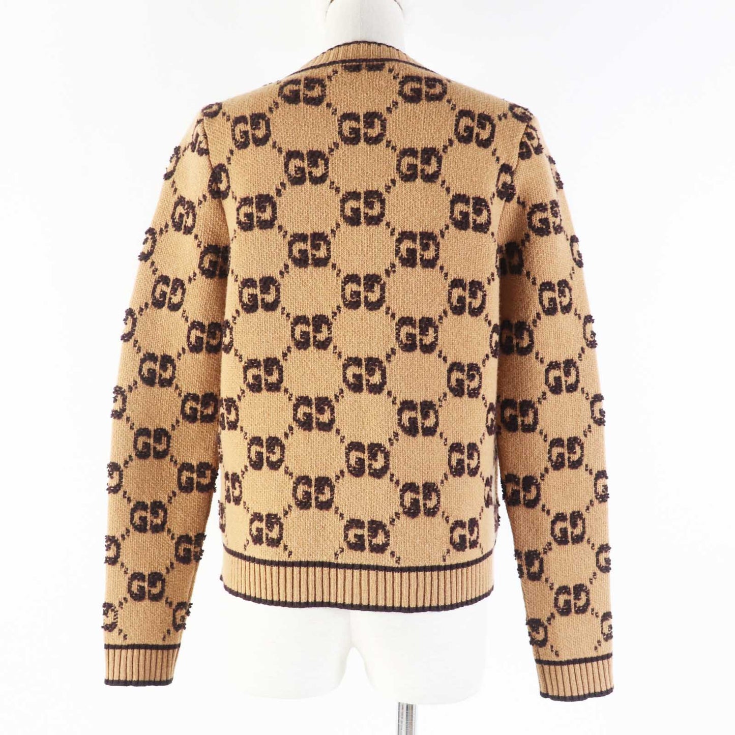 GUCCI cardigan 713300 wool Brown type GG wool bouclé jacquard cardigan S