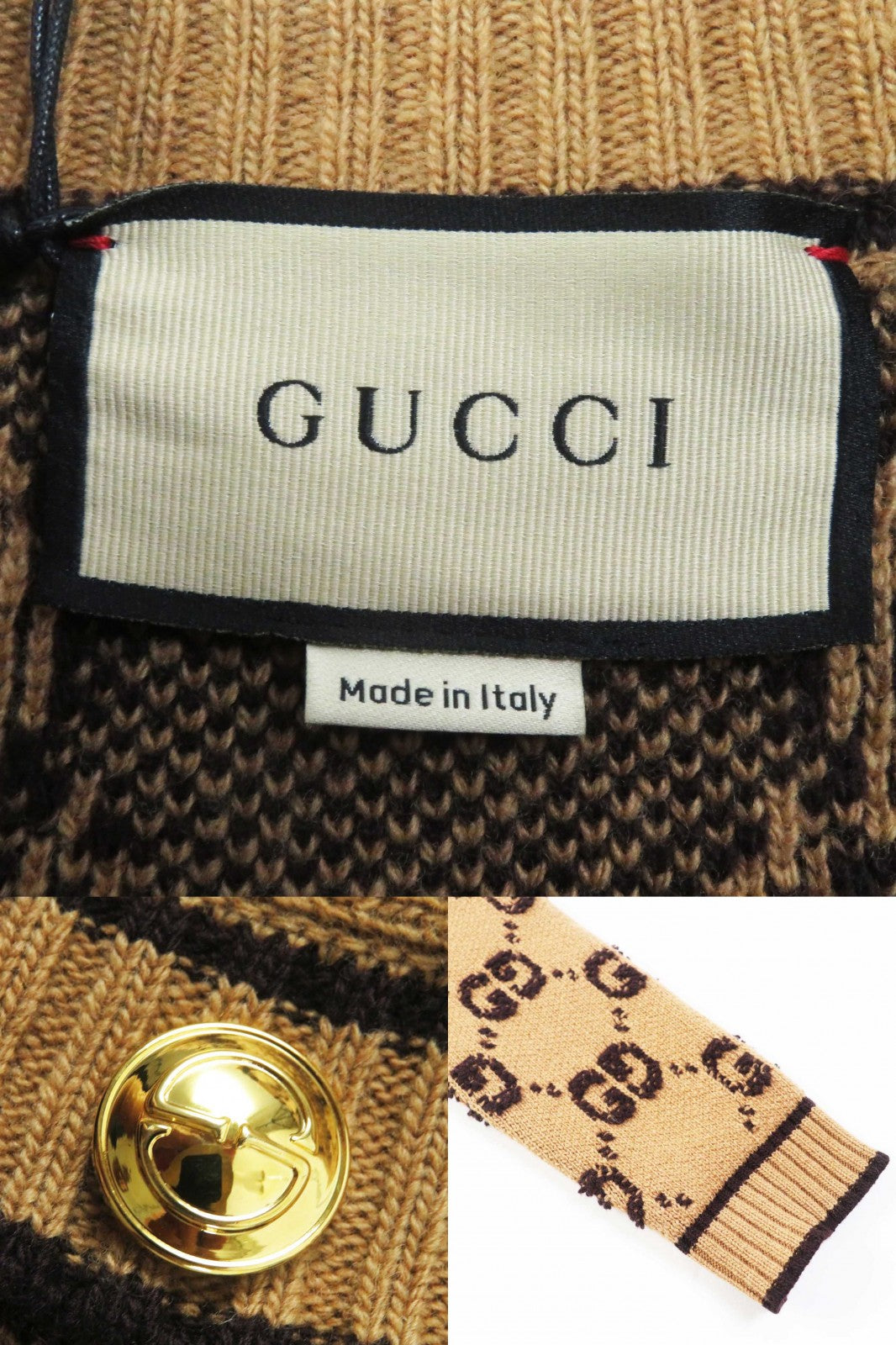 GUCCI cardigan 713300 wool Brown type GG wool bouclé jacquard cardigan S